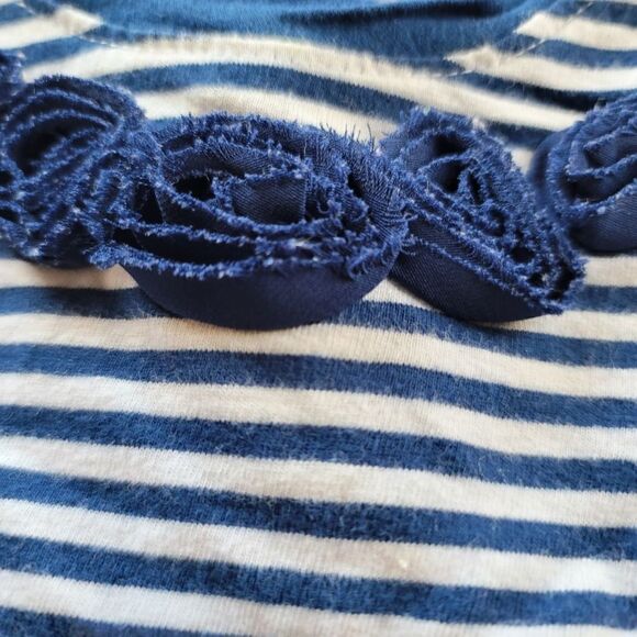 Childrens place 3-6 month 100% cotton striped 3d floral navy blue white long sle - Picture 5 of 5